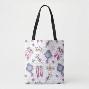 butterfly princess pattern tote bag