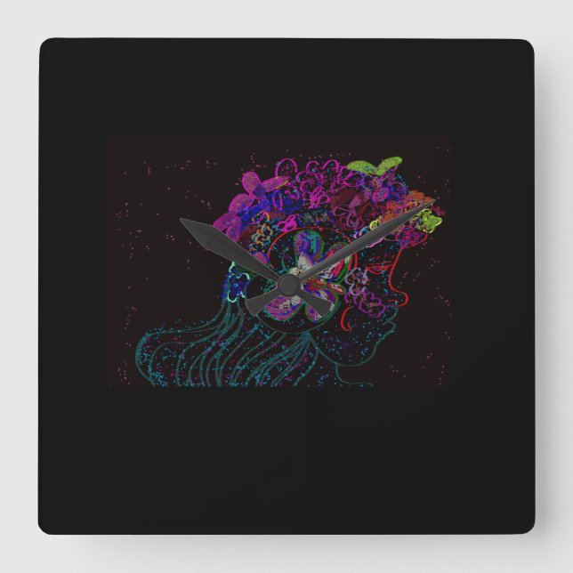 Butterfly Princess Square Wall Clock (Front)