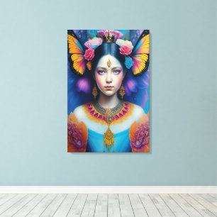 Butterfly princess with tiny crown canvas print