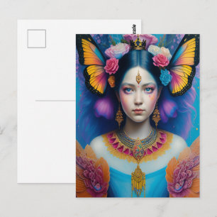Butterfly princess with tiny crown postcard