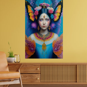 Butterfly princess with tiny crown poster