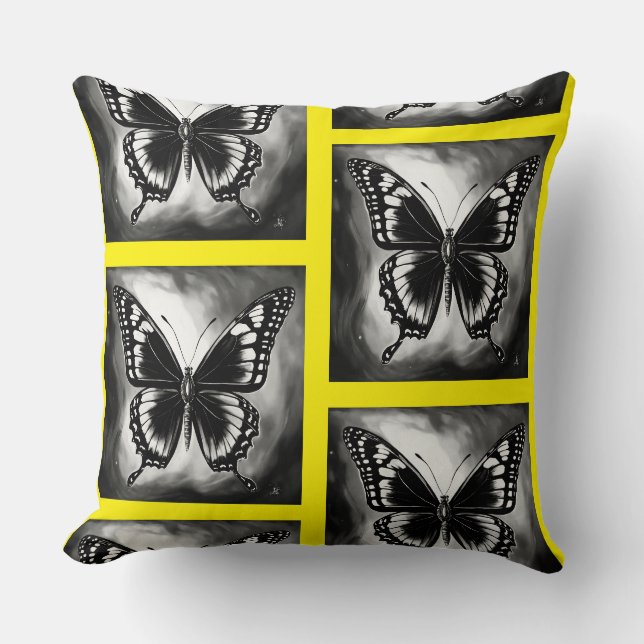  Butterfly print Throw Pillow (Front)