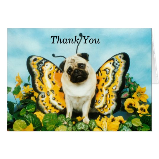 Butterfly Pug Thank You Card