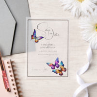 Butterfly purple blue orange save the date