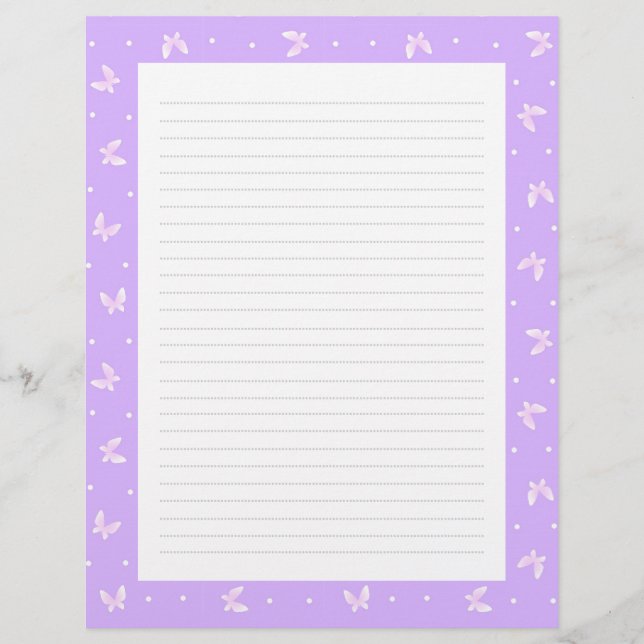 Butterfly Purple Letter Head Letterhead (Front)