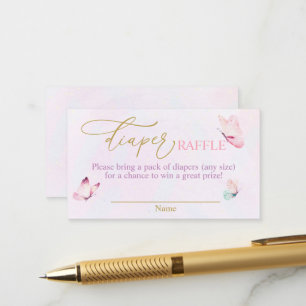 Butterfly Purple Pink Diaper Raffle Enclosure Card