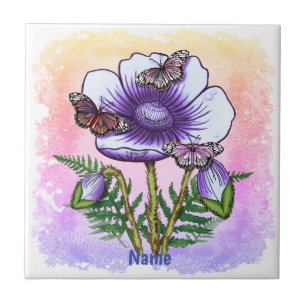 Butterfly purple Poppy Tile