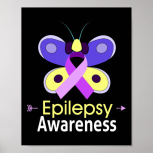 Butterfly Purple Ribbon Epilepsy Awareness  Suppor Poster