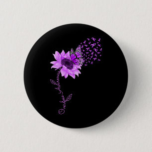 Butterfly Purple Ribbon Sunflower Overdose Awarene 2 Inch Round Button