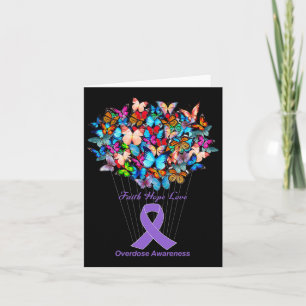 Butterfly Purple Ribbon Sunflower Overdose Awarene Card