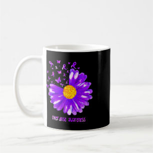 Butterfly Purple Ribbon Sunflower Overdose Awarene Coffee Mug