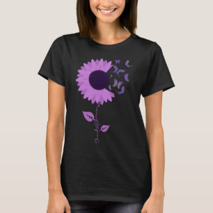 Butterfly Purple Ribbon Sunflower Overdose Awarene T-Shirt