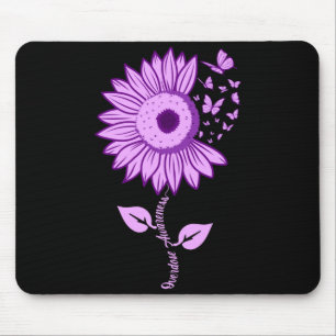 Butterfly Purple Ribbon Suower Overdose Awareness Mouse Pad