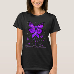 Butterfly Purple Ribbon Warrior Heimerheimer Brain T-Shirt