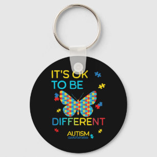 Butterfly Puzzle Its Ok To Be Different Autism Awa Keychain