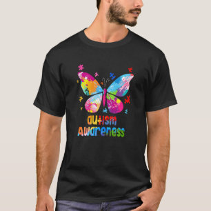 Butterfly Puzzle Piece Autism Awareness Girls Kids T-Shirt