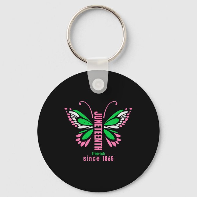 Butterfly Queen Cute Aka Juneteenth Tee  Keychain (Front)