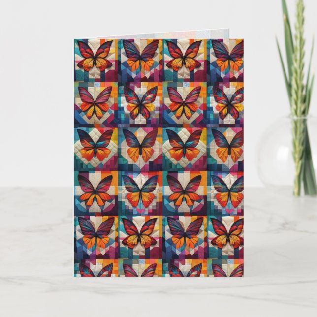 Butterfly Quilt Pattern Greeting/Note Card (Front)