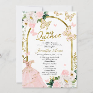 Butterfly Quince Bilingual Invitations