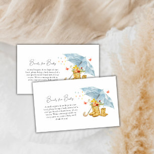 Butterfly Rain Boots Umbrella Books Baby Shower Enclosure Card