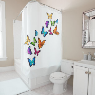 "Butterfly Rainbow " Beautiful Shower Curtain