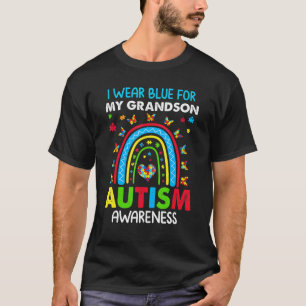 Butterfly Rainbow I Wear Blue For My Grandson Auti T-Shirt