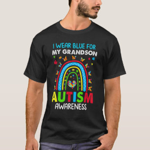 Butterfly Rainbow I Wear Blue For My Grandson Auti T-Shirt