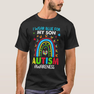 Butterfly Rainbow I Wear Blue For My Son Autism Mo T-Shirt