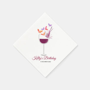 butterfly, red wine, Cocktail Paper Napkins