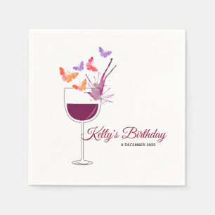 butterfly, red wine, Cocktail Paper Napkins