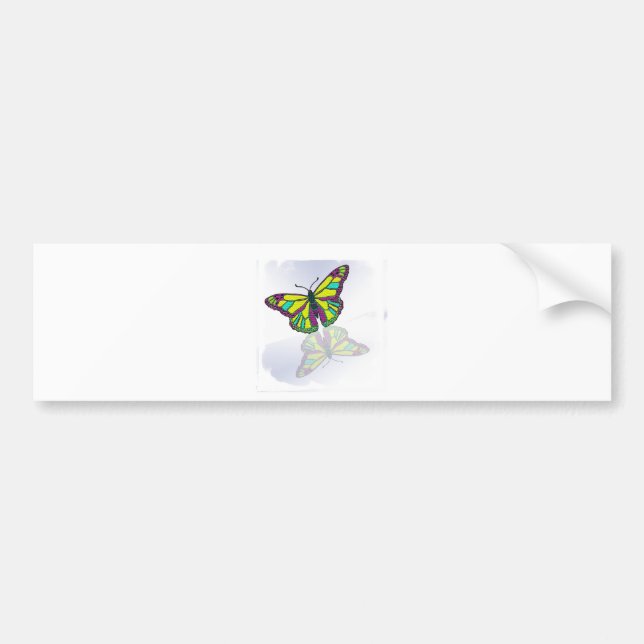 Butterfly Reflection Mirror Mirror on the /Wall Bumper Sticker (Front)