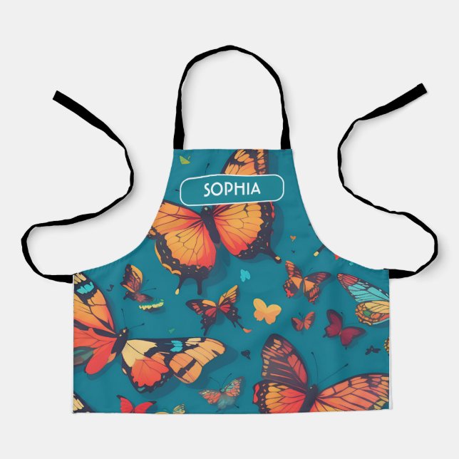 Butterfly Retro Colourful Personalized Pattern Apron (Front)