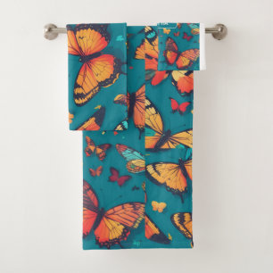 Butterfly Retro Colourful Personalized Pattern Bath Towel Set