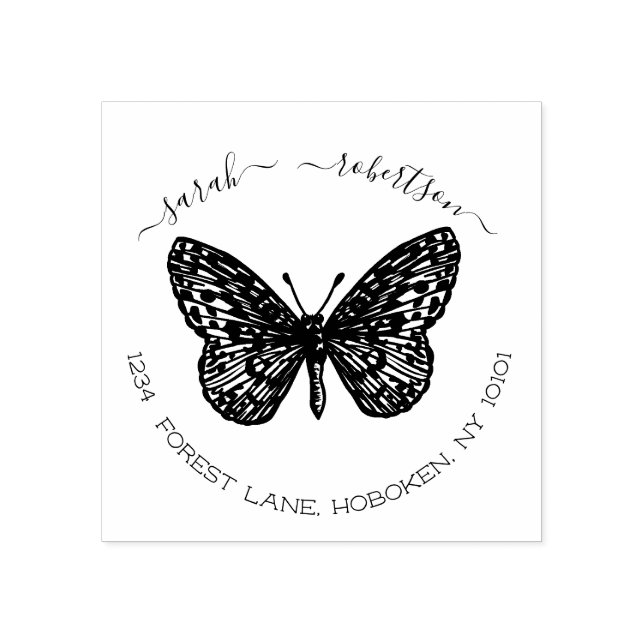 butterfly return address stamp (Imprint)