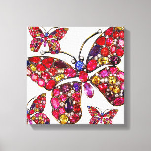 Butterfly Rhinestones Vintage Costume Jewellery Ar Canvas Print