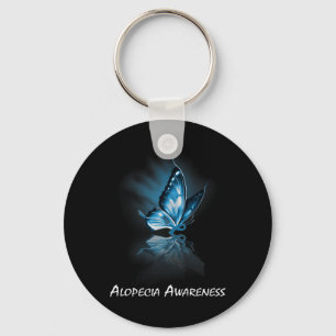 Butterfly Ribbon Alopecia Awareness Keychain