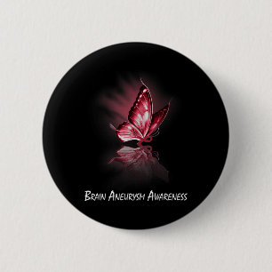 Butterfly Ribbon Brain Aneurysm Awareness 2 Inch Round Button
