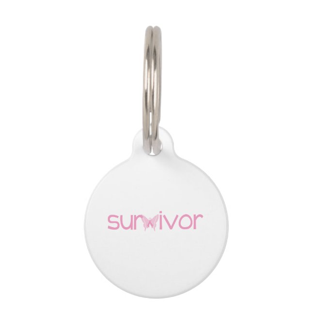 Butterfly Ribbon Breast Cancer Pet Tag (Front)