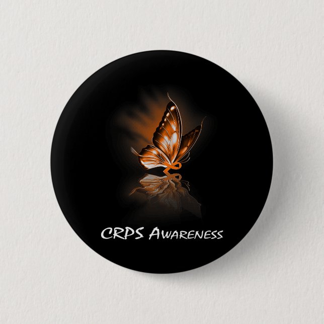 Butterfly Ribbon CRPS Awareness  2 Inch Round Button (Front)