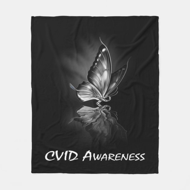Butterfly Ribbon CVID Awareness Sweatshirt182  Fleece Blanket (Front)