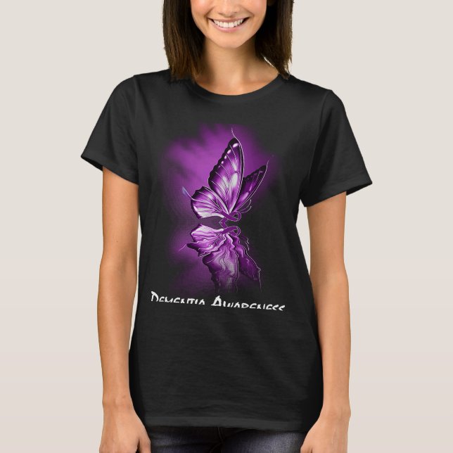 Butterfly Ribbon Dementia Awareness T-Shirt (Front)