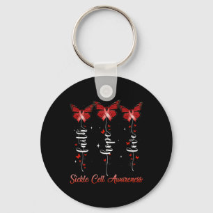 Butterfly Ribbon Faith Hope Love Sickle Cell Aware Keychain