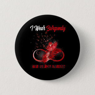 Butterfly Ribbon Feather Brain Aneurysm Awareness 2 Inch Round Button