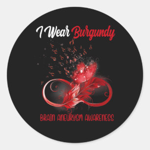 Butterfly Ribbon Feather Brain Aneurysm Awareness  Classic Round Sticker