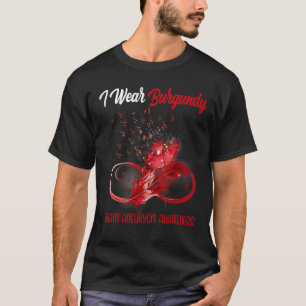Butterfly Ribbon Feather Brain Aneurysm Awareness  T-Shirt