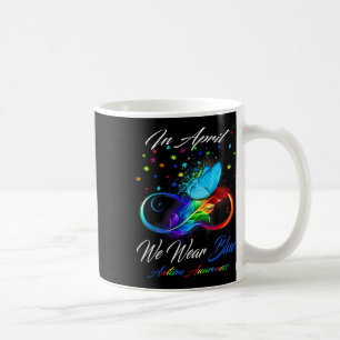 Butterfly Ribbon In April We Wear Blue Autism Awar Coffee Mug