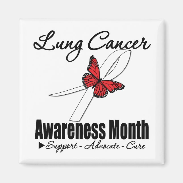 Butterfly Ribbon - Lung Cancer Awareness Month Magnet (Front)