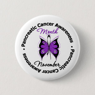 Butterfly Ribbon - Pancreatic Cancer Month 2 Inch Round Button