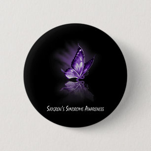 Butterfly Ribbon Sjogren's Syndrome Awareness 2 Inch Round Button