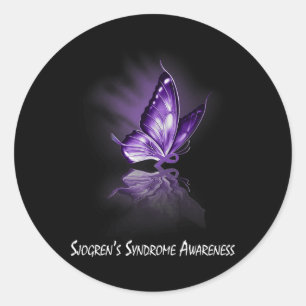 Butterfly Ribbon Sjogren's Syndrome Awareness Classic Round Sticker